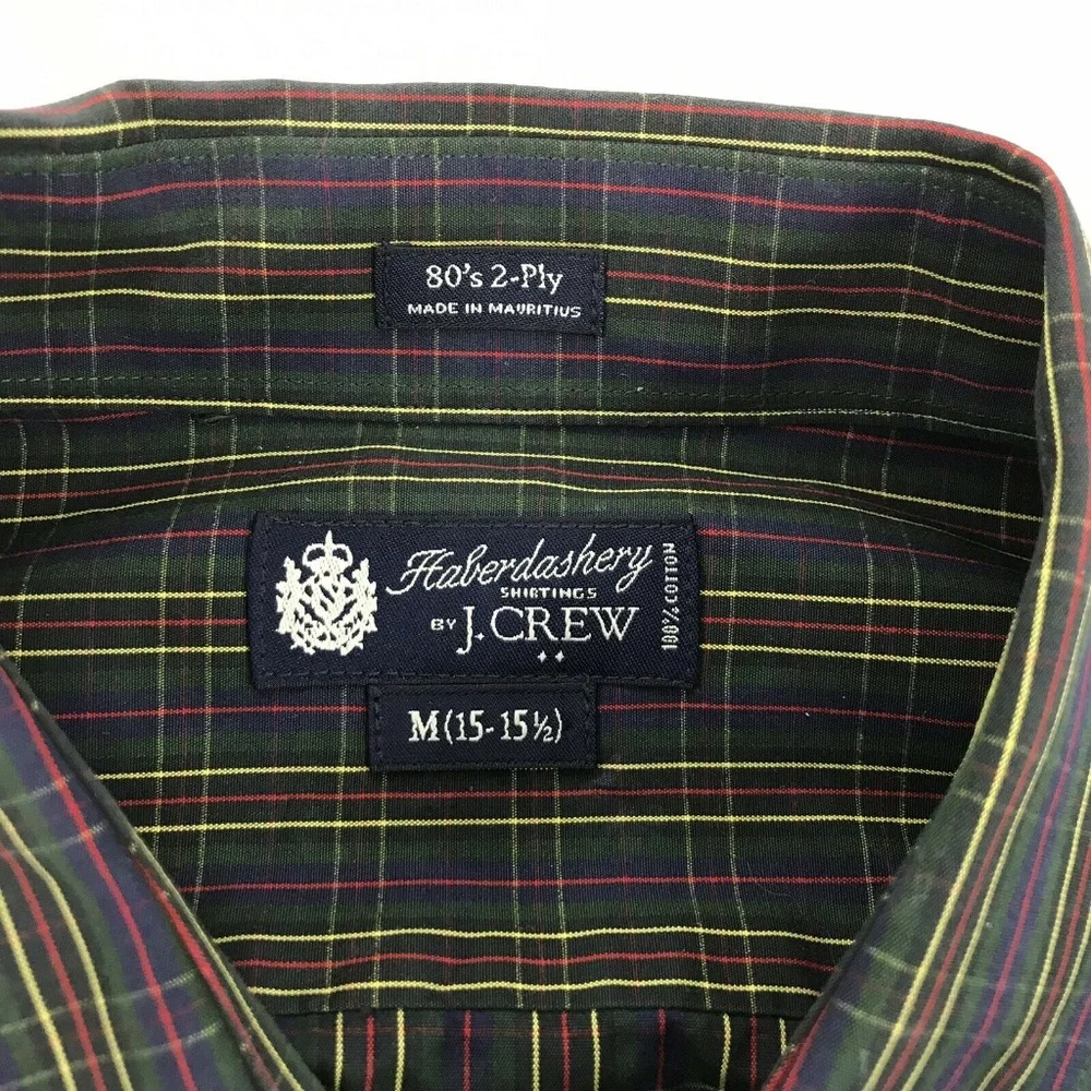 J. Crew Blue‎ Red Green Yellow Plaid 15-15.5 Button